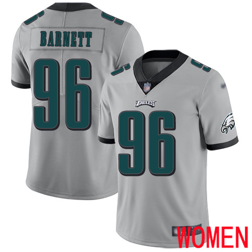 Women Philadelphia Eagles 96 Derek Barnett Ash Backer NFL Pullover Hoodie Sweatshirts
